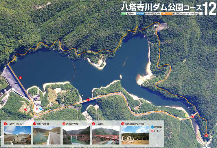 八塔寺川ダム公園コース地図